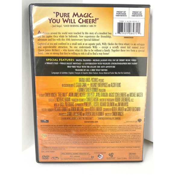 Free Willy (DVD, 1993) - Picture 6 of 6